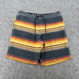 Vissla Men Sunset Stripe Board Shorts Charcoal Orange Yellow Size LG